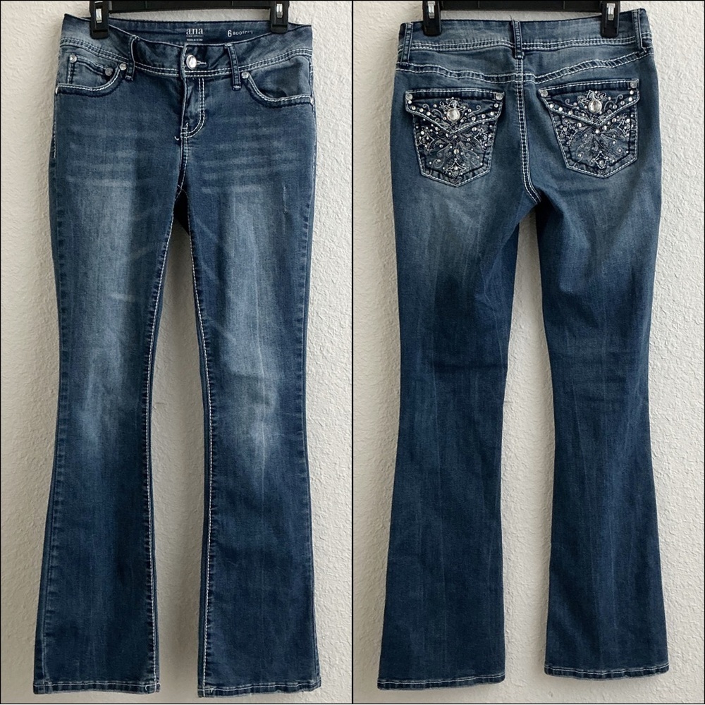 Flared rhinestone jeans